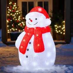 Pupazzo di neve luminoso 60 LED (H46 cm) Lenny Bianco freddo