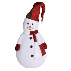 Pupazzo di neve pieghevole luminoso a pile (H140 cm) rosso