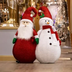 Pupazzo di neve pieghevole luminoso a pile (H140 cm) rosso