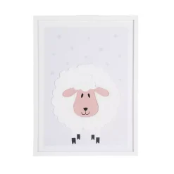 Quadro murale bambini (60 x 40 cm) Pecora Bianco