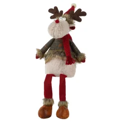 Renna con gambe flessibili (H70 cm) Duncan con sciarpa Rossa