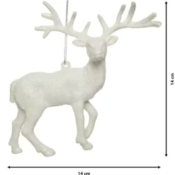 Renna di Natale da appendere (14 cm) Strass Knut Bianco