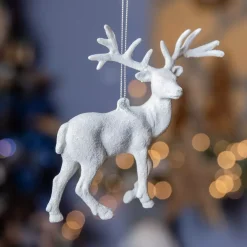 Renna di Natale da appendere (14 cm) Strass Knut Bianco