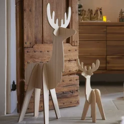 Renna di Natale in legno (H48 cm) Stile scandinavo Naturale