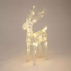 Renna di Natale luminosa con pile (H37 cm) Gulliver Iridescente e bianco caldo