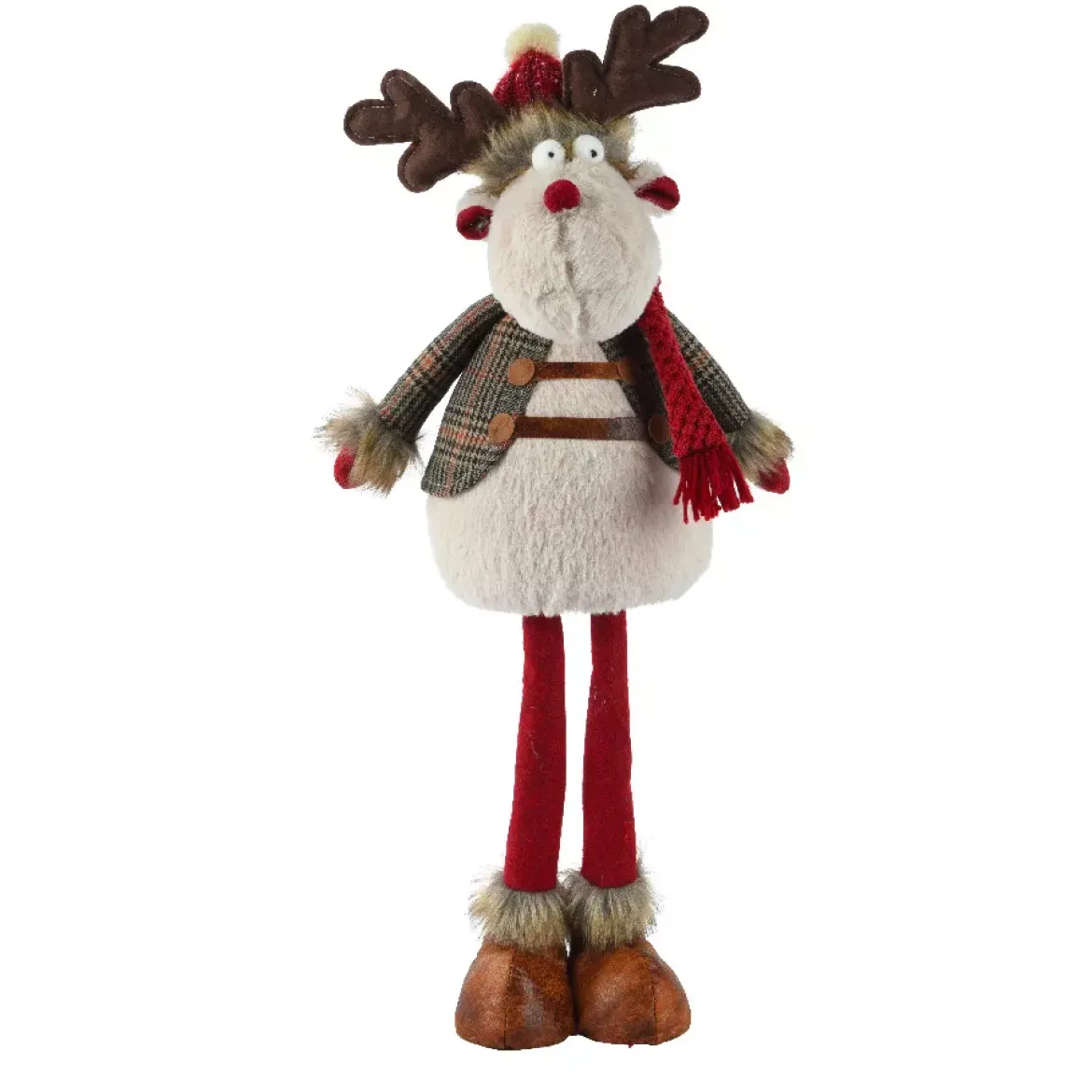 Renna in piedi (H70 cm) Duncan con sciarpa Rossa