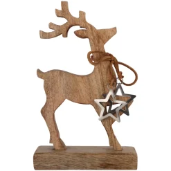 Renna natalizia in legno di mango (H26 cm) Natura selvaggia