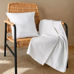 Runner letto cotone (130 x 160 cm) Léa Bianco