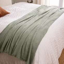 Runner letto cotone (130 x 180 cm) Widdy Verde pallido