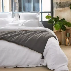 Runner letto garza di cotone (90 x 200 cm) Gaïa Grigio granito