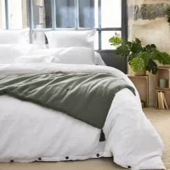 Runner letto garza di cotone (90 x 200 cm) Gaïa Verde rosmarino