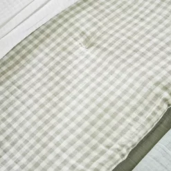 Runner letto garza di cotone (90 x 200 cm) Gaïa vichy Verde eucalipto