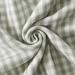 Runner letto garza di cotone (90 x 200 cm) Gaïa vichy Verde eucalipto