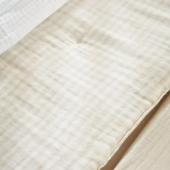 Runner letto in garza di cotone (90 x 200 cm) Gaïa vichy Beige