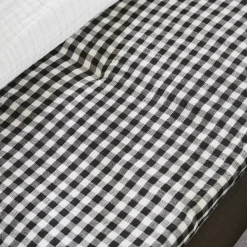 Runner letto in garza di cotone (90 x 200 cm) Gaïa vichy Nero