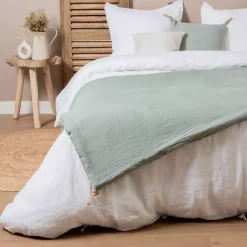 Runner letto lino lavato (90 x 200 cm) Louise Verde eucalipto