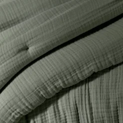 Runner letto quadrupla garza di cotone (90 x 220 cm) Victoria x Gaïa Verde rosmarino
