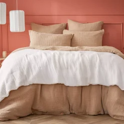 Runner letto quadrupla garza di cotone (90 x 220 cm) Victoria x Gaïa Bianco chantilly