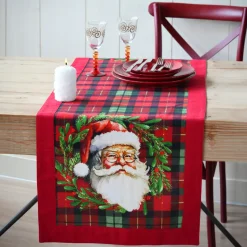 Runner da tavola in cotone (150 x 45 cm) Babbo Natale Harold Bordeaux