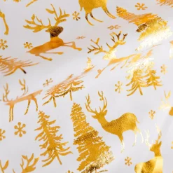 Runner da tavola (300 x 28 cm) Cervo e foresta Oro