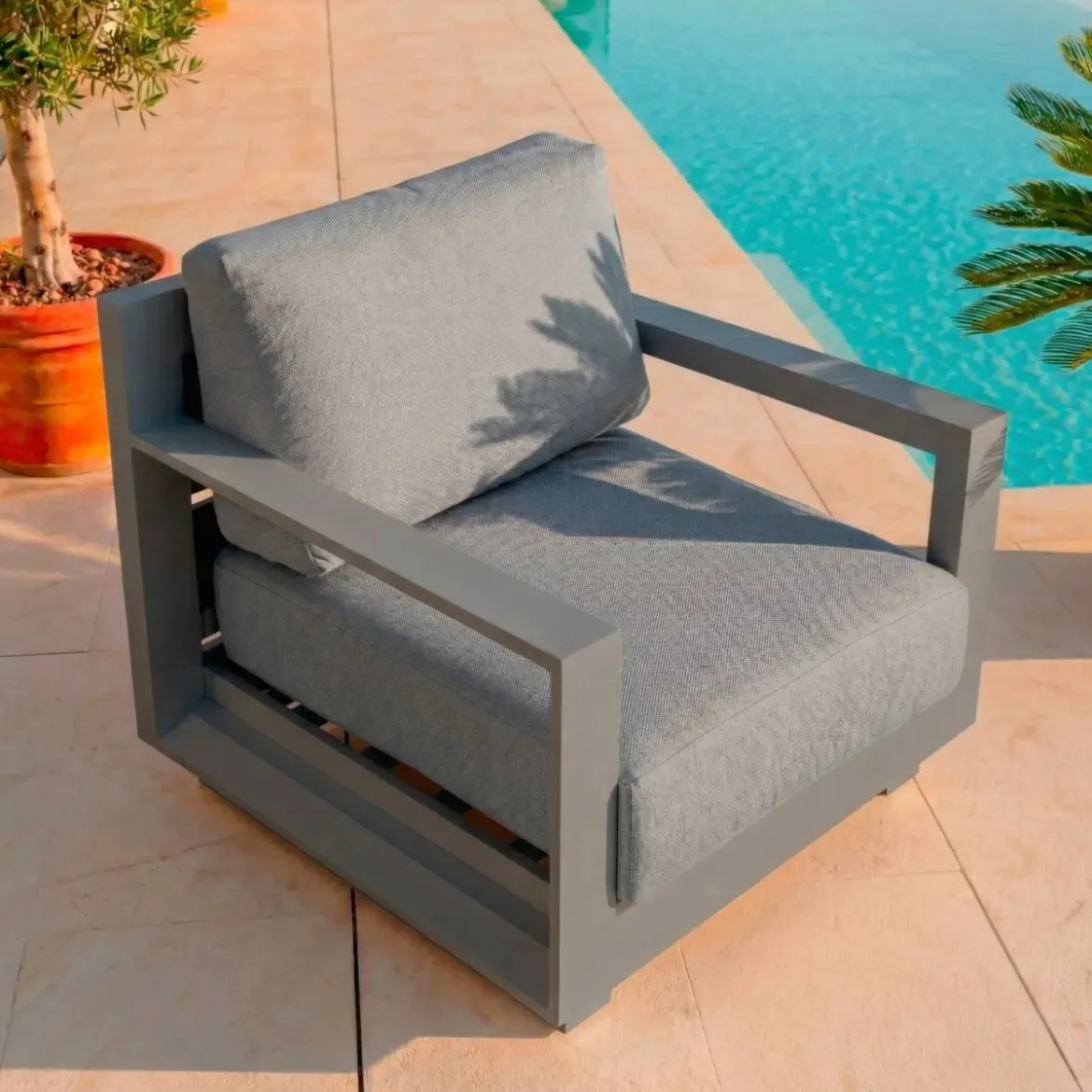 Salotto da giardino 5 posti 4 pezzi Elba grigio antracite