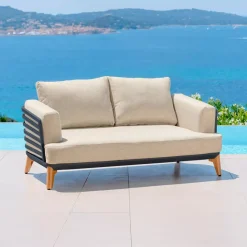 Salotto da giardino alluminio 5 posti 4 pezzi Monte Carlo Grigio antracite e beige