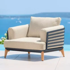Salotto da giardino alluminio 4 posti 5 pezzi Monte Carlo Grigio antracite e beige