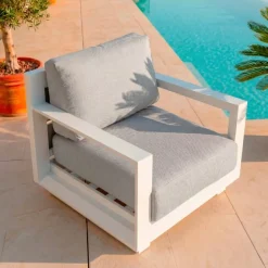 Salotto da giardino alluminio 7 posti 5 pezzi Elba Bianco e grigio chiaro
