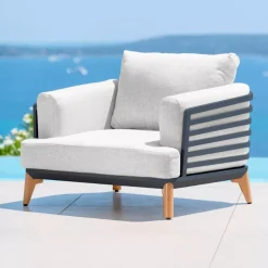 Salotto da giardino alluminio 4 posti 5 pezzi Monte Carlo Grigio antracite e grigio chiaro
