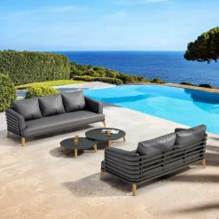 Salotto da giardino alluminio 5 posti 4 pezzi Monte Carlo Grigio antracite