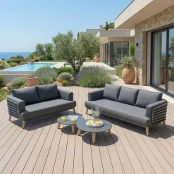 Salotto da giardino alluminio 5 posti 4 pezzi Monte Carlo Grigio antracite