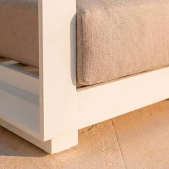 Salotto da giardino alluminio 7 posti 5 pezzi Elba Bianco e totora