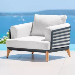 Salotto da giardino alluminio 7 posti 6 pezzi Monte Carlo Grigio antracite e grigio chiaro