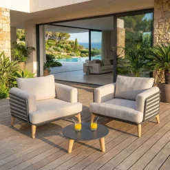 Salotto da giardino alluminio 2 posti 3 pezzi Monte Carlo Grigio antracite e tortora