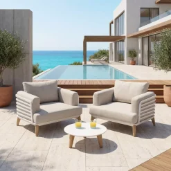 Salotto da giardino alluminio 2 posti 3 pezzi Monte Carlo Bianco e tortora