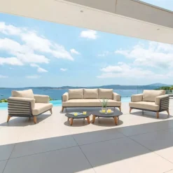 Salotto da giardino alluminio 5 posti 5 pezzi Monte Carlo Grigio antracite e beige
