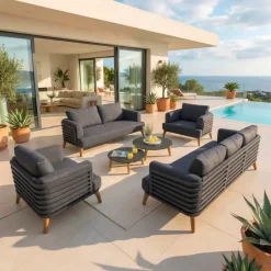 Salotto da giardino alluminio 7 posti 6 pezzi Monte Carlo Grigio antracite