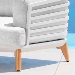 Salotto da giardino alluminio 2 posti 3 pezzi Monte Carlo Bianco e grigio chiaro