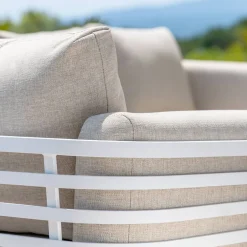 Salotto da giardino alluminio 9 posti 12 pezzi Monte Carlo Bianco e tortora
