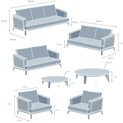 Salotto da giardino alluminio 9 posti 12 pezzi Monte Carlo Grigio antracite
