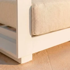 Salotto da giardino alluminio 7 posti 5 pezzi Elba Bianco e beige