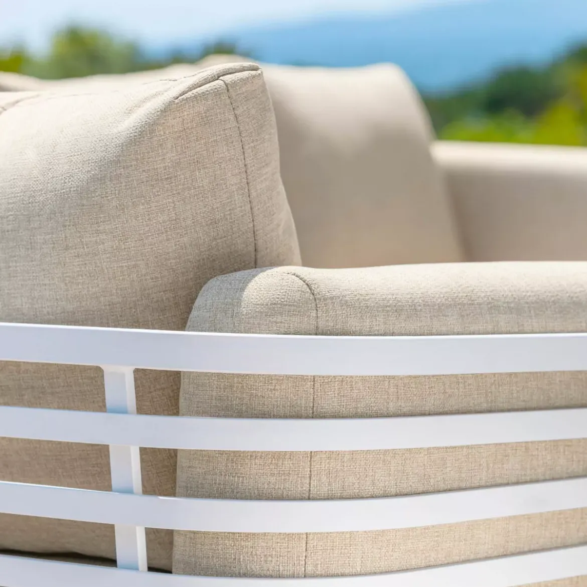 Salotto da giardino alluminio 2 posti 3 pezzi Monte Carlo Bianco e beige