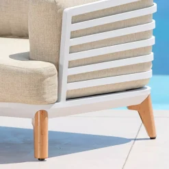 Salotto da giardino alluminio 2 posti 3 pezzi Monte Carlo Bianco e beige