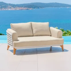 Salotto da giardino alluminio 9 posti 12 pezzi Monte Carlo Bianco e beige