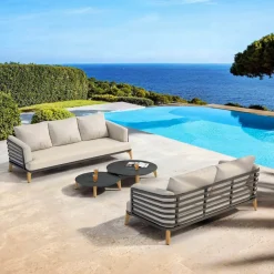 Salotto da giardino alluminio 5 posti 4 pezzi Monte Carlo Grigio antracite e tortora