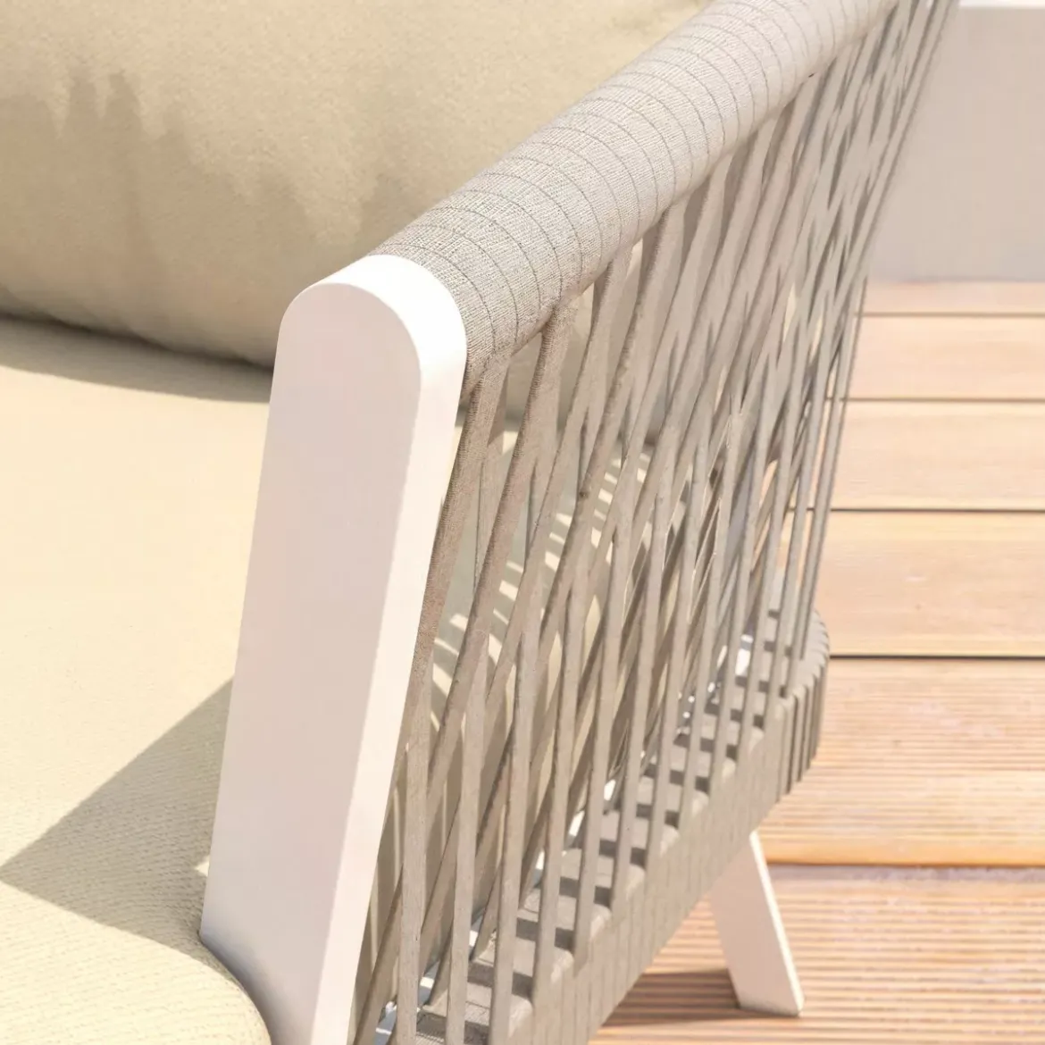 Salotto da giardino in alluminio 2 posti 3 pezzi Amalfi Bianco e beige