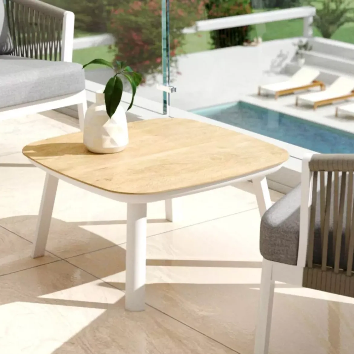 Salotto da giardino in alluminio 2 posti 3 pezzi Amalfi Bianco e beige