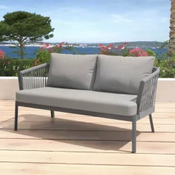Salotto da giardino in alluminio 7 posti 5 pezzi Amalfi Grigio antracite