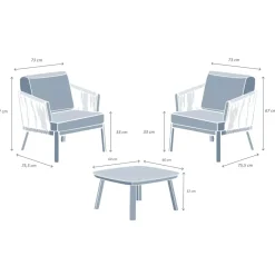 Salotto da giardino in alluminio 2 posti 3 pezzi Amalfi Grigio antracite e grigio chiaro
