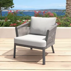 Salotto da giardino in alluminio 2 posti 3 pezzi Amalfi Grigio antracite e grigio chiaro